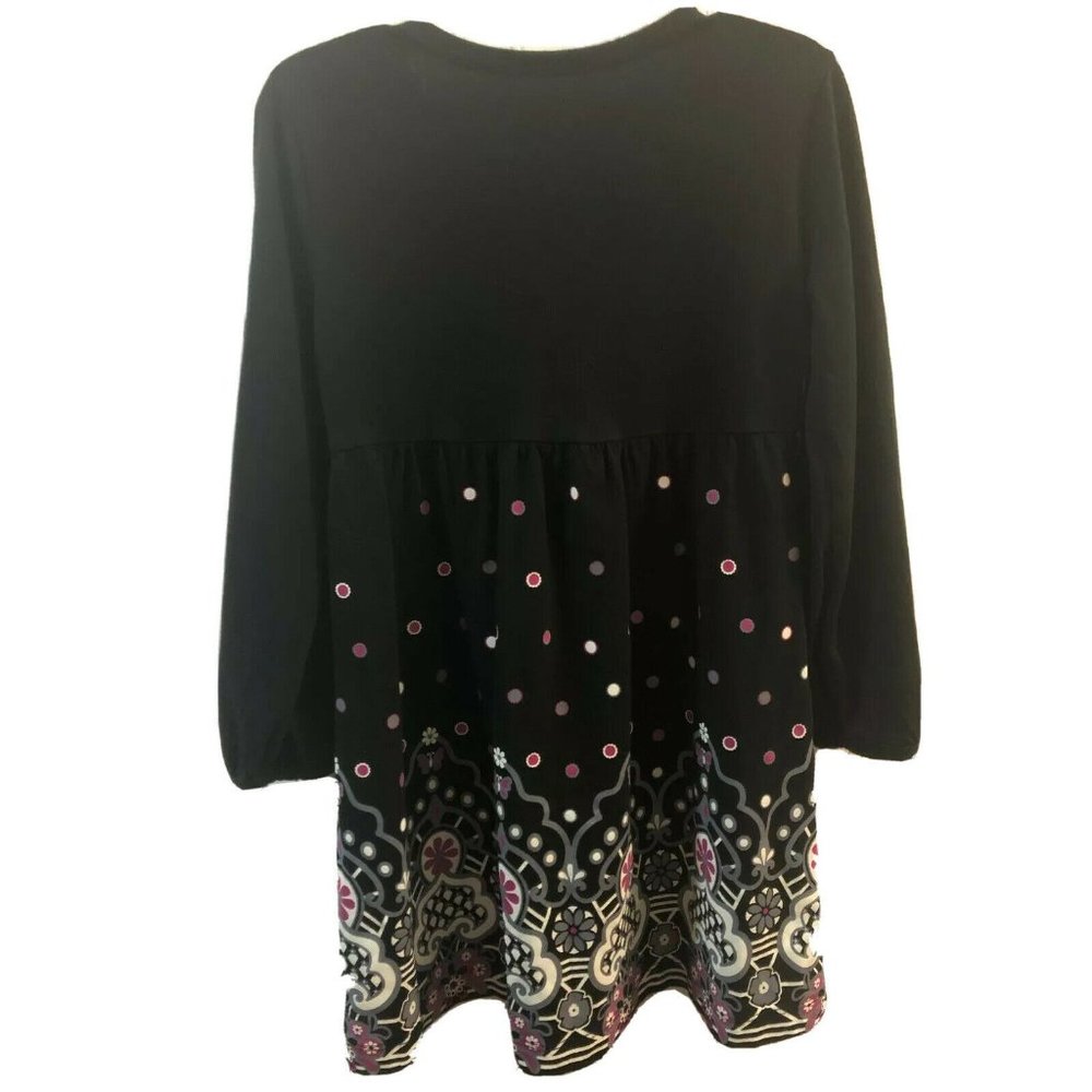 The Children's Place Girls Black Floral Dress Long Sleeve Size 4 - Picture 2 of 3